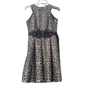 Muse Womens Party Dress Lined Animal Print Pleated Sleeveless Back Tie